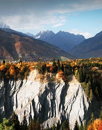Svaneti, Georgia cliff rock forest mountains in svaneti georgia