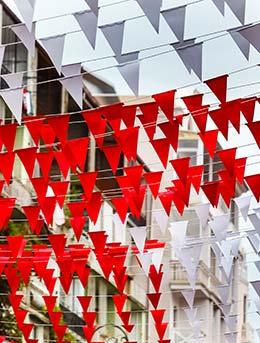 Cape Times Waterfront Wine Festival bunting decorations in batumi for batumoba festival in georgia