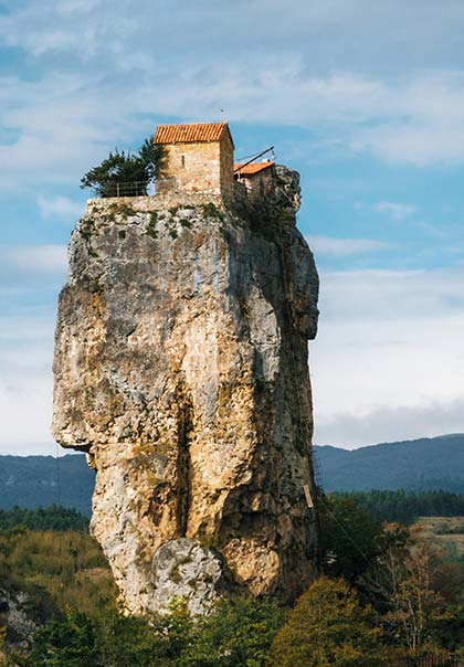 Katskhi Pillar, Georgia isolated church on top of katshki pillar in georgia