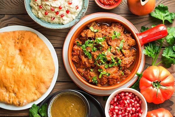 Traditional Georgian stew traditional georgian stew served with puri georgian bread