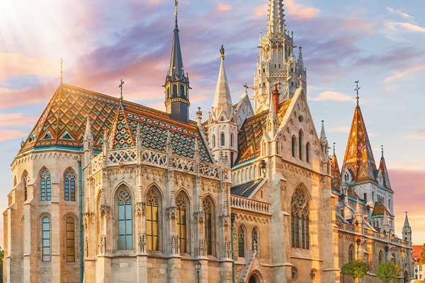 Matthias Church in Budapest Image showing Matthias church in Budapest at sunset
