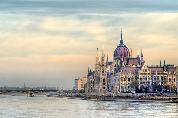 image showing the Hungarian parliament from the river Danube