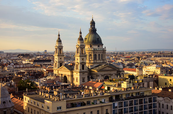 St Stephen's Basilica Image showing the Budapest skyline with St Stephens Basilica