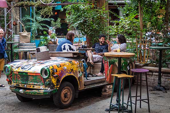 Szimpla Kert in Budapest is the most popular ruin bar with its quirky decor