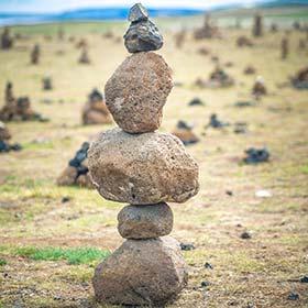 Reykjavik Art Festival, Iceland stacks of rocks in a field for reykjavik art festival in iceland