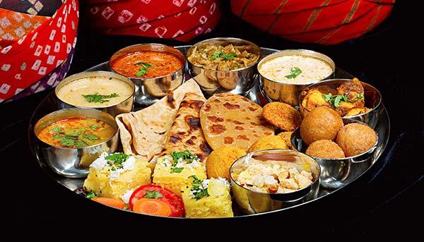 Traditional thali in India a popular thing to eat in india is a thali