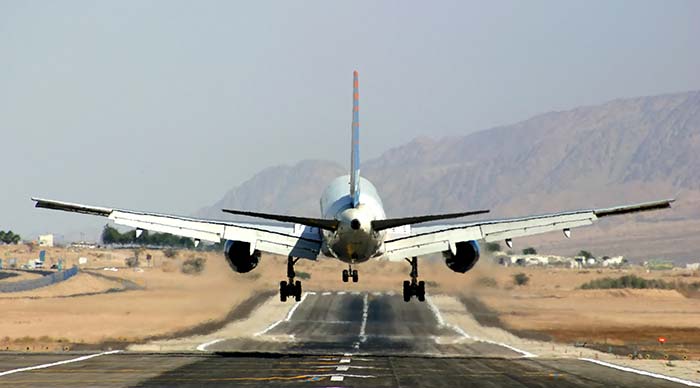 aeorplane taking off in airport in israel