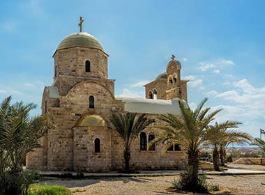 beautiful church and roman ruins in al-maghtas jordan