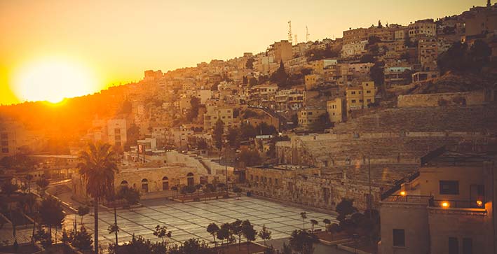 Sunset in Amman, Jordan travel advice to watch the sunset over the old part of amman city in jordan