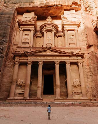 solo female traveller visiting ancient city of Petra