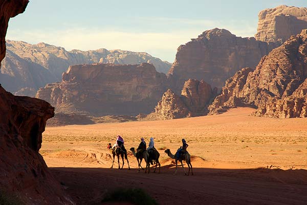 Wadi Rum Protected Area group tour camel ride wadi rum jordan