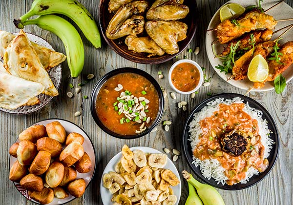 Food and drink in Kenya spread of typical traditional kenyan food on a table