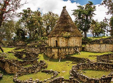 Kuelap ancient ruins in the mountain range of north Peru Archaeological_citadel_ruins_ancient civilisation_Kuelap_Peru_tour_Chachapoyas culture_Amazonas Peru