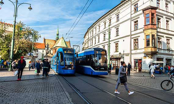 The tram system in Krakow Image showing the tram system in Krakow