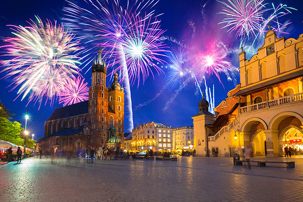 New Years' Eve Party fireworks in krakow for new years eve