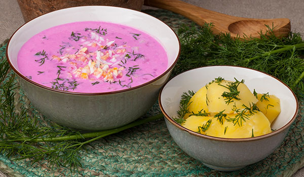 Vegetarian food in Poland vegetarian food in poland - chlodnik beetroot soup