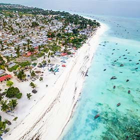 Best time to visit Zanzibar, Tanzania ariel view of zanzibar beach