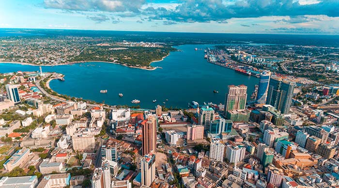 Main airport in Tanzania arial view of dar es salaam where main airport of tanzania is