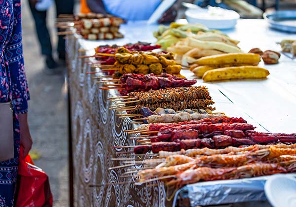 Food and drink in Tanzania street food skewers in Tanzania
