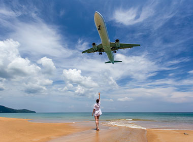 Visit Mai Khao Beach on a holiday to Phuket For lesser crowds and some unique photos of planes flying in visit Mai Khoa Beach in Phuket, located near the airport and one of the most undeveloped in the island