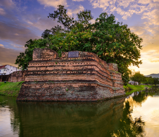 Section of the Chiang Mai city wall Explore the warped ruins of Chiang Mai's old city walls