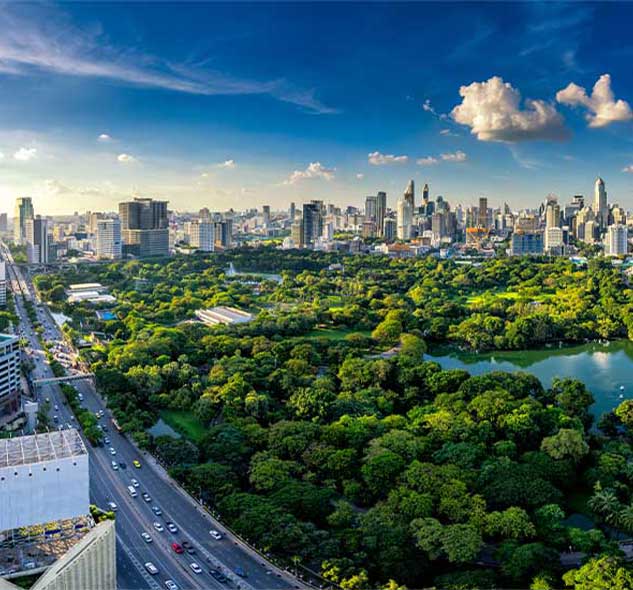 Bangkok City Skyline The Bangkok city skyline with Lumphini Park in the foreground