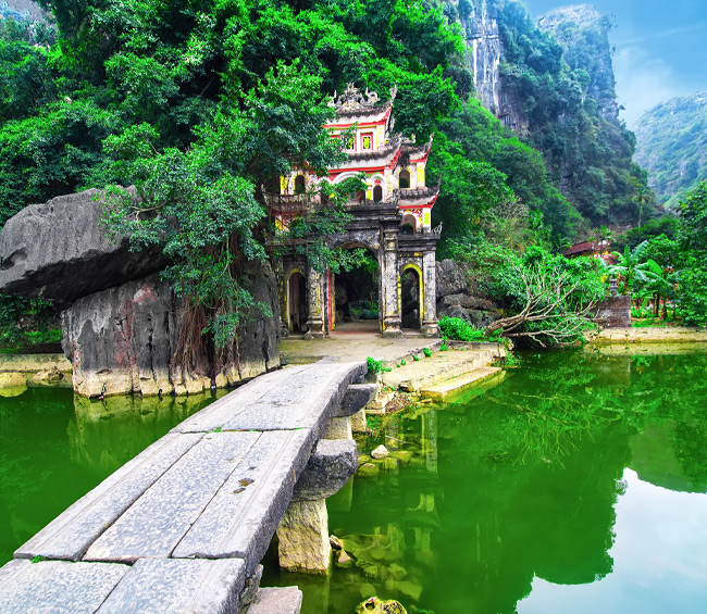 A waterside gateway in Ninh Binh Delve into the waterways and ancient structures of Ninh Bihn outside Hanoi