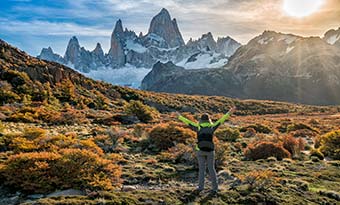 solo female traveller hiking in patagonia