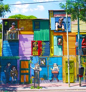 Buenos Aires, Argentina colourful painted buildings in buenos aires argentina
