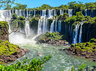 green jungle and waterfalls at iguazu falls argentina argentina