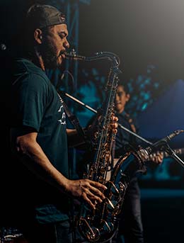 man playing a saxophone at the jazz festival in argentina