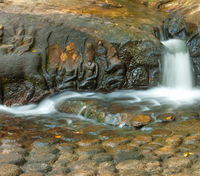 A reiver bed carving at Kbal Spean Discover a different type of ancient stone carving Kbal Spean