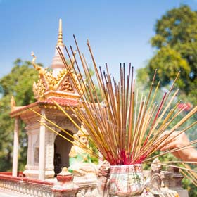 Aroma sticks are set alight to celebrate Khmer New Year khmer festival is celebrated with a celebration of aroma sticks