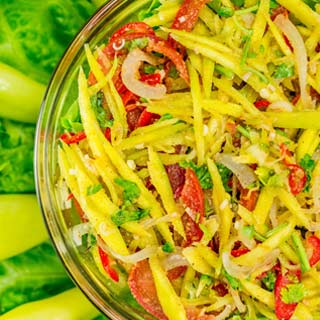 Green mango salad is a refreshing dish and a poplar salad found all over cambodia when touring the country