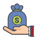 icon of a hand holding a money bag for good value of money