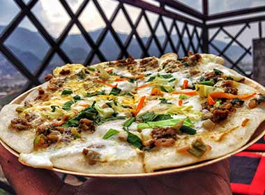 Chatmari Nepalese pizza, chatmari made with rice based flour