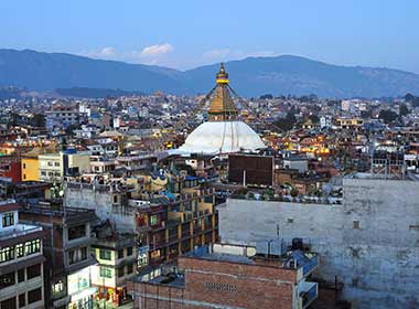 the captial city of Nepal, Kathmandu city landscape view at sunrise