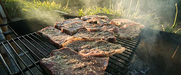 Braai in South Africa cooking meat on a traditional south african braai