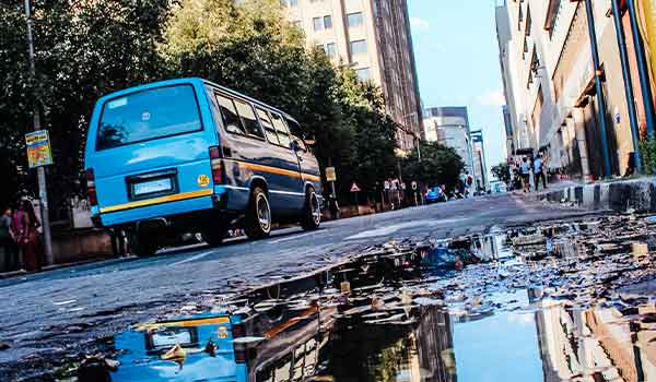 Travelling by minibus taxi in South Africa a minibus in Johannesburg