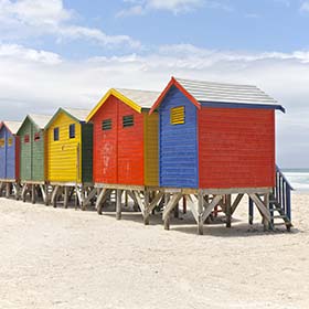 Beach huts in Cape Town, South Africa a line of colourful houses on a beach in cape town for summer