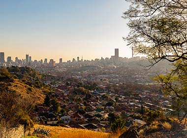 view of the city of johannesburg in south africa on a group tour