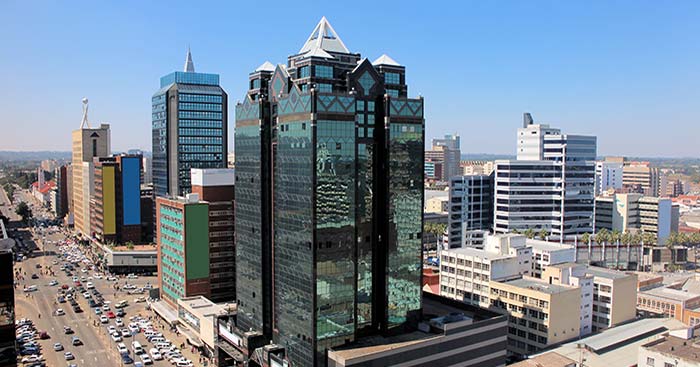 Harare, Zimbabwe view of skyscrapers and buildings in Harare zimbabwes capital city