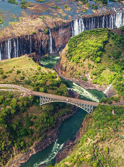 Culture, religion and etiquette in Zimbabwe bridge road and green trees around victoria falls