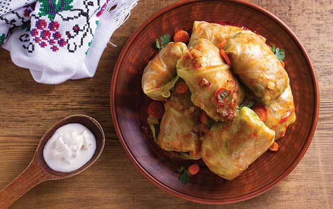 Cabbage rolls with meat, rice and vegetables. Stuffed cabbage leaves with meat best food in eastern europe is cabbage rolls with meat rica and vegetables in belgrade serbia