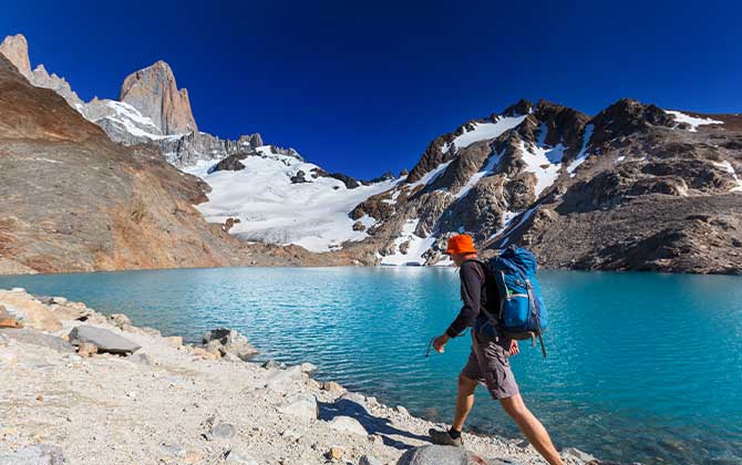 image of a hiker in the Patagonian mountains