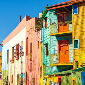 Vibrant building in La Boca neighborhood of Buenos Aires, Argentina Stopping in Argentina? Cochrane Folk Festival