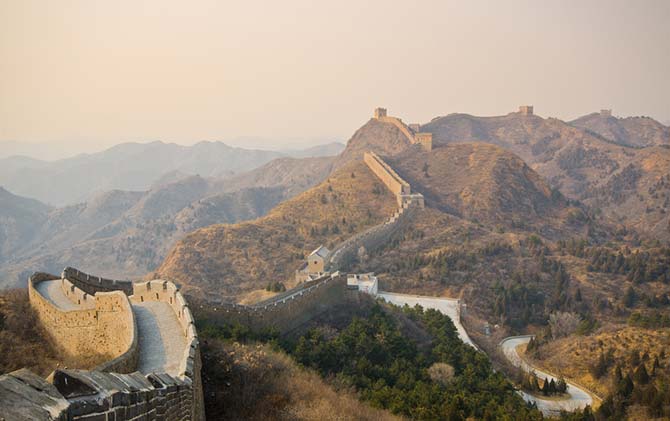 Walking along the great wall of China