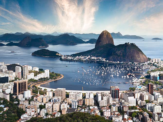 City, coastline and islands around the harbour of rio de janeiro in Brazil