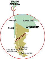 map of south america displays chile and argentina and the location which patagonia covers over southern areas of the countries