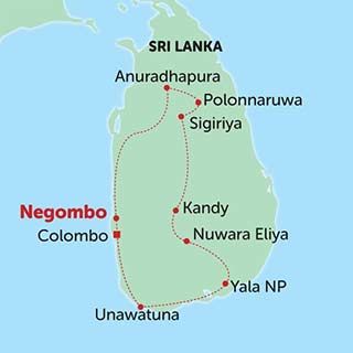 group holiday tour of our jewels of sri lanka map